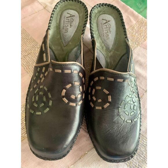 CLARKS leather weave wedge women’s mule - Picture 6 of 6